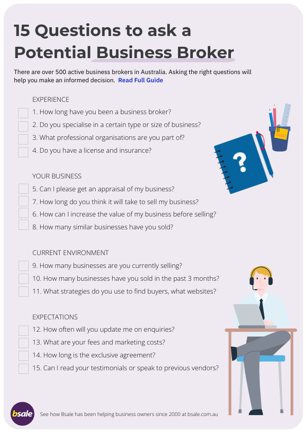 15 questions to ask a business broker Checklist