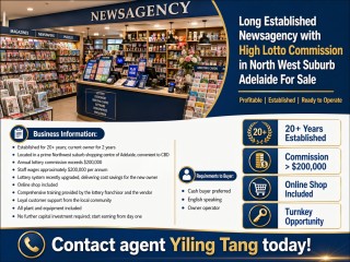 Long Established Newsagency with High Lotto Commission in North West Suburb Adelaide For Sale