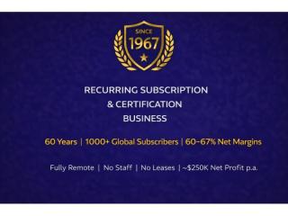 Under Offer! Established Recurring Membership and Certification Business (60 Years) – Fully Remote