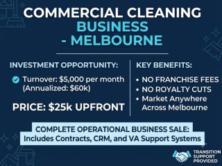 COMMERCIAL CLEANING BUSINESS FOR SALE - $5K/MONTH TURNOVER